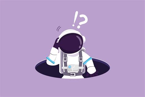 Graphic flat design drawing of confused young astronaut emerges from ...