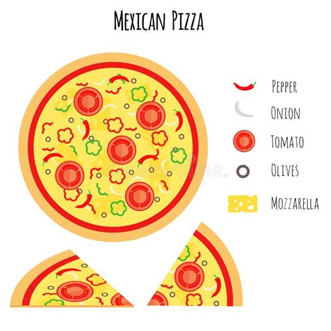 Mexican Pizza with Ingredients Stock Vector - Illustration of icon ...