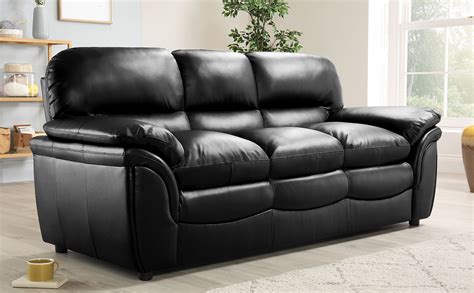 Rochester Black Leather 3 Seater Sofa | Furniture Choice