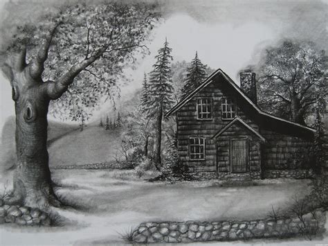 Scenery Drawing Nature Drawing With Pencil Shading - Goimages Mega