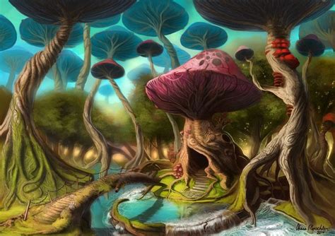 Mushroom Forest, an art print by Chris Moschler | Surealism art, Forest art, Art