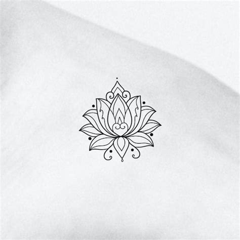 Cute Small Lotus Flower Outline Temporary Tattoo - Etsy