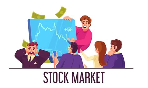 Free Vector | Stock market cartoon composition with people watching trading chart vector ...