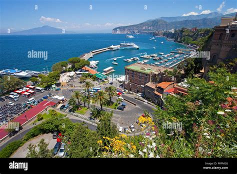 View on the harbour Marina Grande and the coast, Sorrento, Peninsula of Sorrento, Gulf of Naples ...