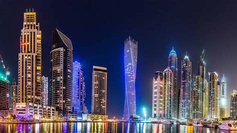 Dubai Skyline At Night UHD 4K Wallpaper | Pixelz