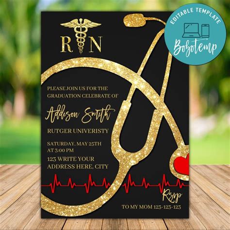 Printable Nursing Graduation Announcement Invitation DIY ...