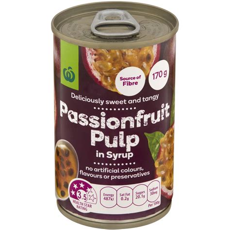 Calories in Woolworths Passionfruit Pulp Canned Calorie Counter Australia