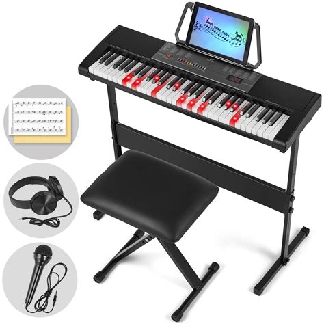 MUSTAR Piano Keyboard with Lighted Up Keys, Learning Keyboard Piano 61 Keys for Beginners ...