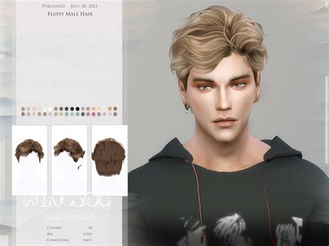 The Sims Resource - WINGS-TO0729-Fluffy Male Hair