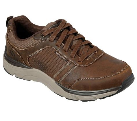 Skechers Brown shoes Men Memory Foam Sporty Casual Comfort Leather Oxford 66293 - Casual Shoes