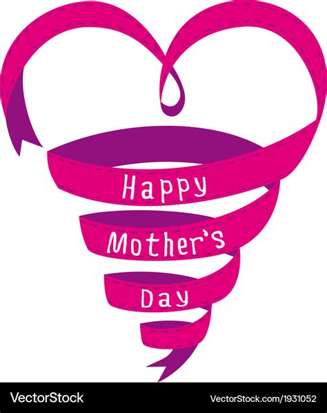 Happy mothers day card heart shaped ribbon Vector Image