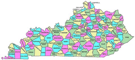 Kentucky Counties Map Printable