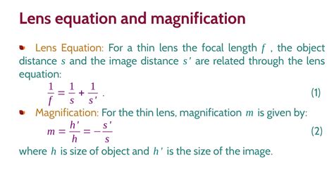 Lens equation and magnification • Lens Equation: For | Chegg.com