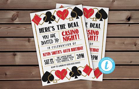 Editable Poker Invitation Template, Casino Invitation, Poker Party, Poker Birthday, Vegas ...