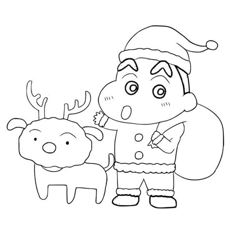 Shin chan on Christmas coloring page - Download, Print or Color Online for Free