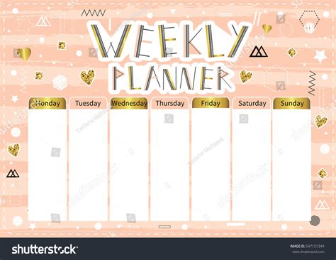 Weekly Planner Cute Page Notes Notebooksdecals Stock Vector (Royalty Free) 547151344