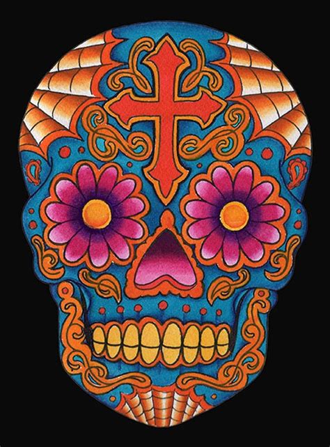 Day Of The Dead Skull Drawings Colored