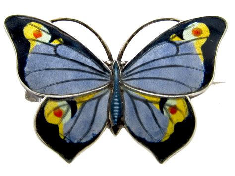 Silver & Enamel Butterfly Brooch - The Antique Jewellery Company