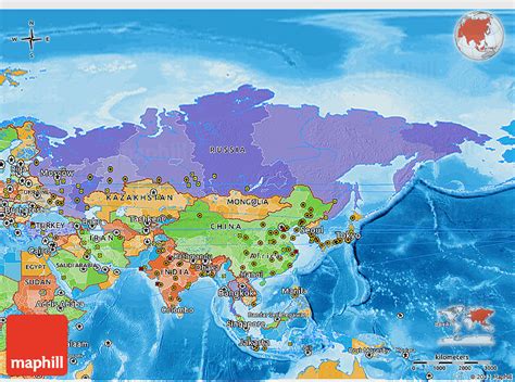 Political 3D Map of Asia