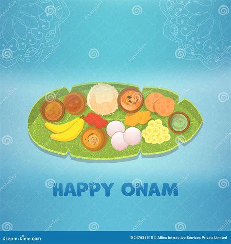 Onam Sadya Feast On Banana Leaf Vector Illustration | CartoonDealer.com ...