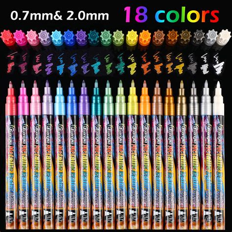 Buy Blulu Metallic Marker Pens, 0.7 mm Extra Fine Point Paint Pen, Metallic Painting Pens ...