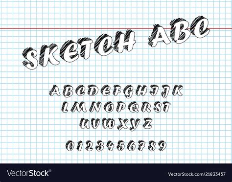 Sketch bold font and alphabet hand drawn Vector Image