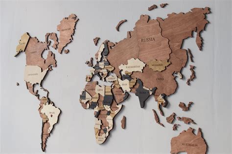 Wooden World Map Push Pin Travel Map Wood Large Wall Art Rustic Decor | World map wall decor ...