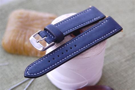 Blue Leather 18mm Watch Strap Blue Leather 20mm Watch Strap | Etsy