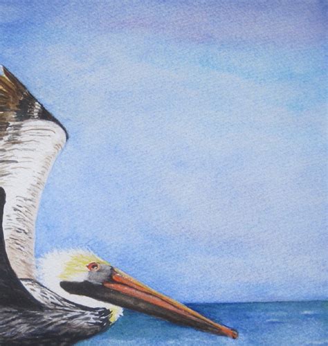 Flying Pelican Watercolor Painting Coastal Decor Anna Maria | Etsy