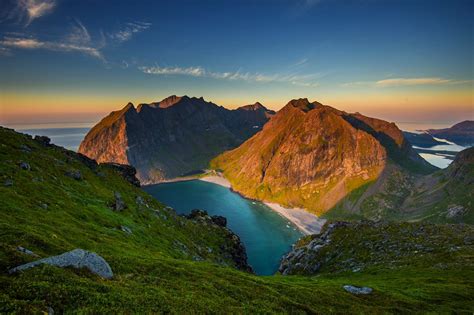 mountain, Beach, Summer, Sand, Norway, Sunset, Sea, Grass, Island, Nature, Landscape Wallpapers ...