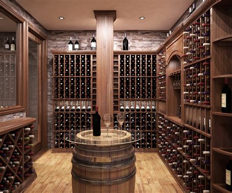 Custom traditional wine cellar - rustic stone & wood design