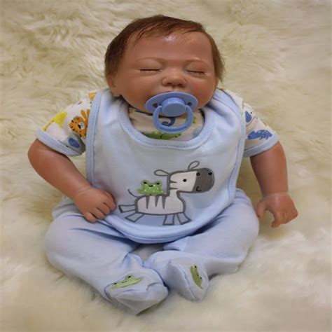 18 inch 47 cm Silicone baby reborn dolls, lifelike doll reborn Cute baby doll sleeping baby boy ...