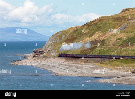 Steam locomotive LMS Jubilee Class 45699 Galatea. Parton Bay, Parton, Whitehaven, Cumbria ...