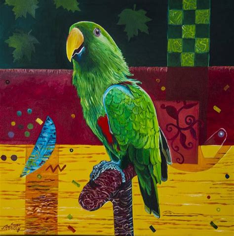 Green Parrot Painting by Mukarram Sousli | Saatchi Art