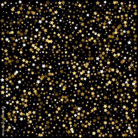 Gold background. Gold stars on a black background. Vector IIlustration. Golden stars on a black ...