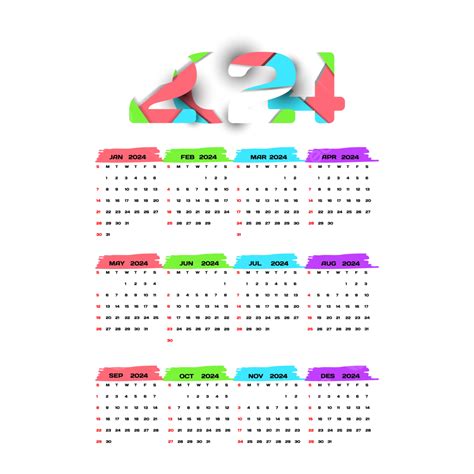 2024 New Year Modern Wall Calendar Design Template Vector, 2024 ...