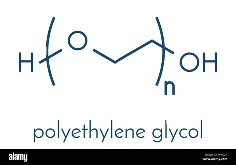 Polyethylene glycol (PEG), chemical structure. Forms of PEG are used as laxatives, excipients ...