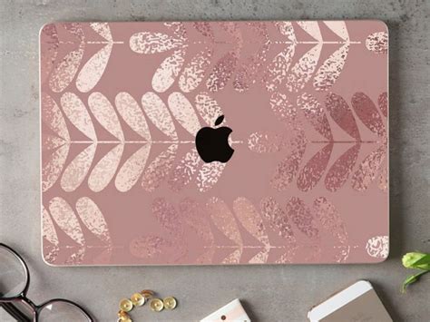 Rose Gold Macbook Air 13 2019 skin Decorative leaves decal Mac | Etsy