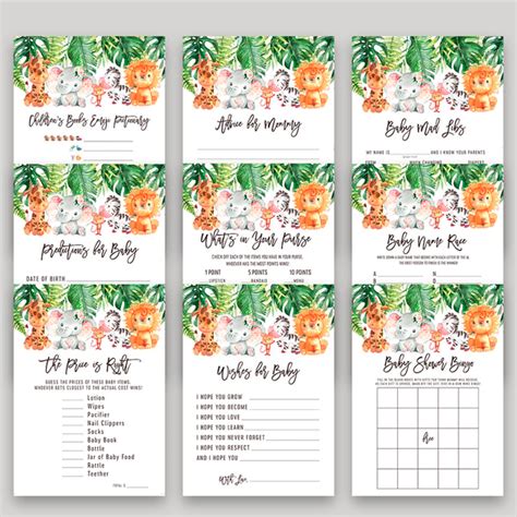 Safari Baby Shower Games | Pack of 9 popular Safari-themed b - Inspire Uplift