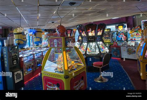 Amusement Penny Arcade, interior with slot machines, UK Stock Photo - Alamy