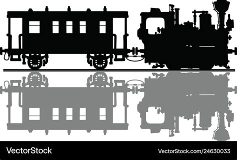 Black silhouette of a vintage steam train Vector Image