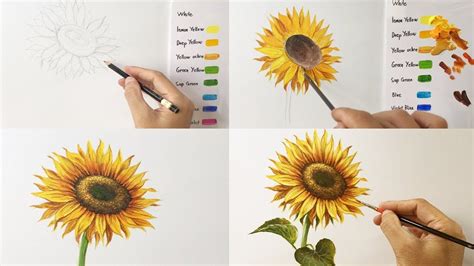 Sunflower Watercolor Painting Step By Step - SUNFLOWER