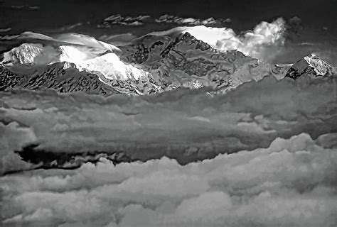 Sunrise on Kanchenjunga bw Photograph by Steve Harrington