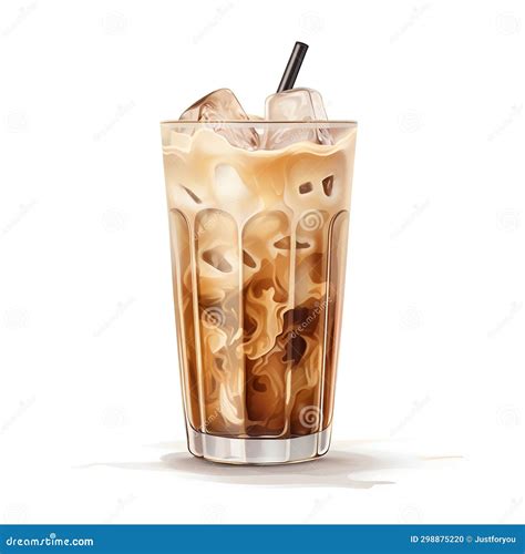 Iced Coffee with Cream Swirls in Glass. Generative Ai Stock Illustration - Illustration of straw ...