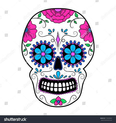 Day Dead Colorful Skull Floral Ornament Stock Vector (Royalty Free) 719935834 | Shutterstock