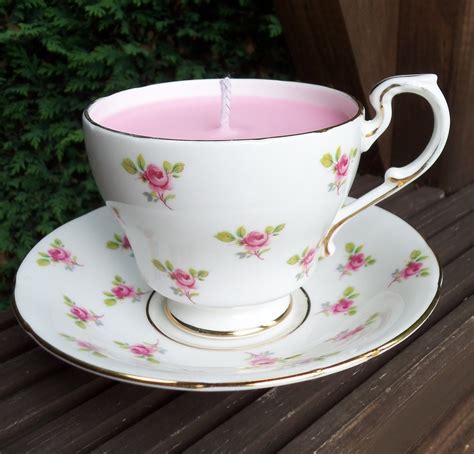 Ditsy Vintage Soy Tea Cup Candle with Floral by pilipalahandmade