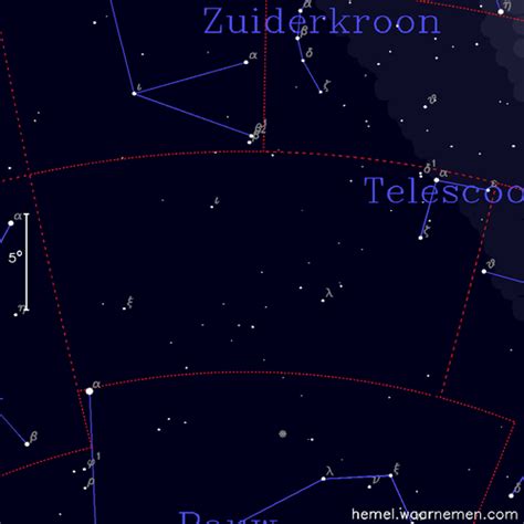 Het sterrenbeeld Telescoop (Tel) - hemel.waarnemen.com