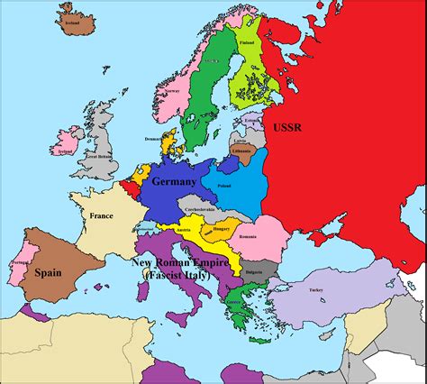 Map of Europe before the Alternative World War 2 (1940) : r/imaginarymaps