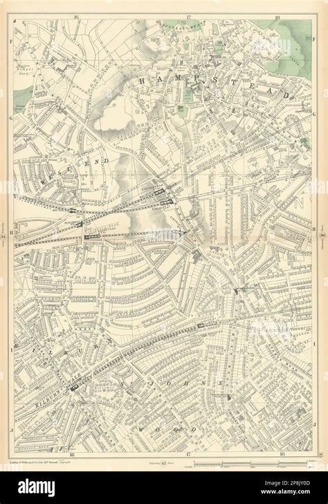 West HAMPSTEAD St. John's Wood Swiss Cottage Kilburn Finchley Road 1900 map Stock Photo - Alamy