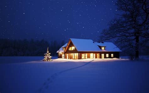 Beautiful Winter Night Wallpaper Free Download